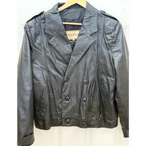 Vintage 90’s Oleg Cassini Men’s 42 Large Black Leather Jacket